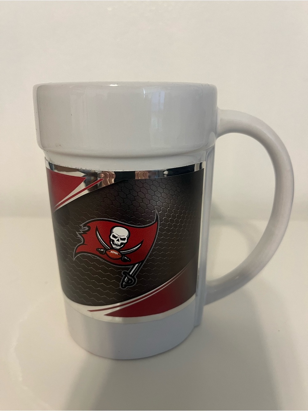 NFL Tampa Bay Buccaneers White Ceramic Coffee Mug with Red and Black Team Logo